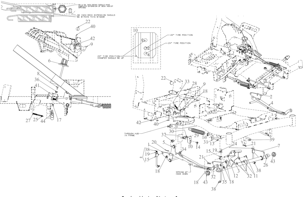 Deck Lift Diagram and Parts List for ZTX6-60KH (47RTAHA8010)(2020) Cub Cadet Lawn Tractor